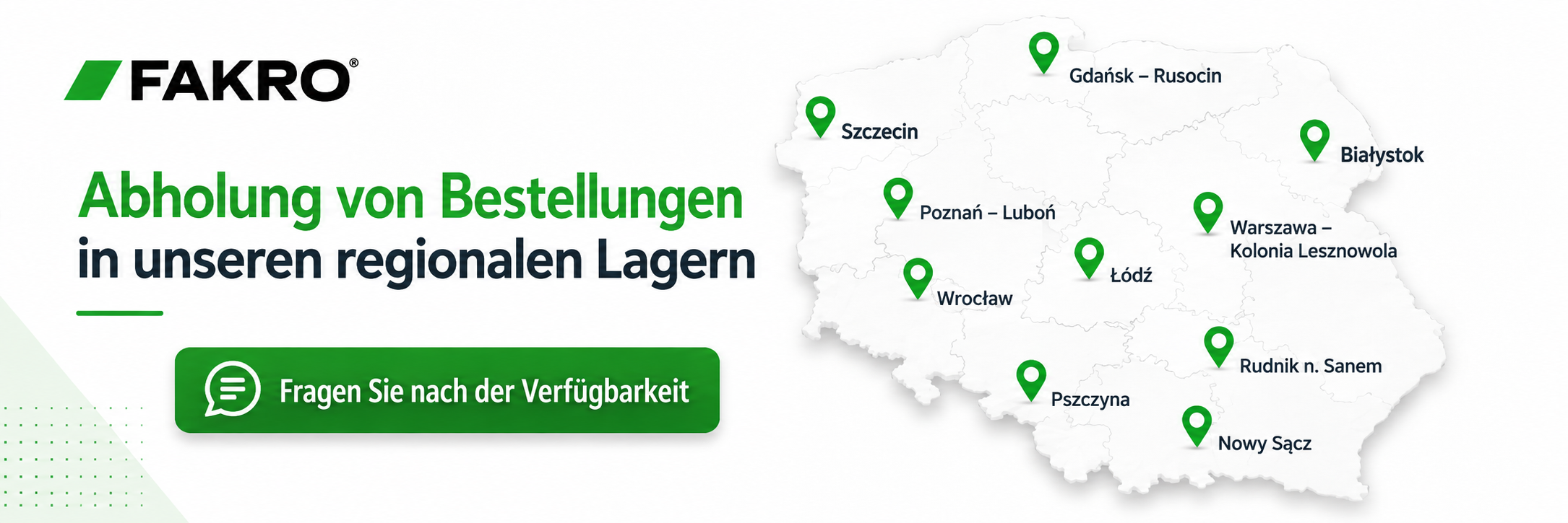 FAKRO Abholstellen – Bestellung bequem im regionalen Lager abholen